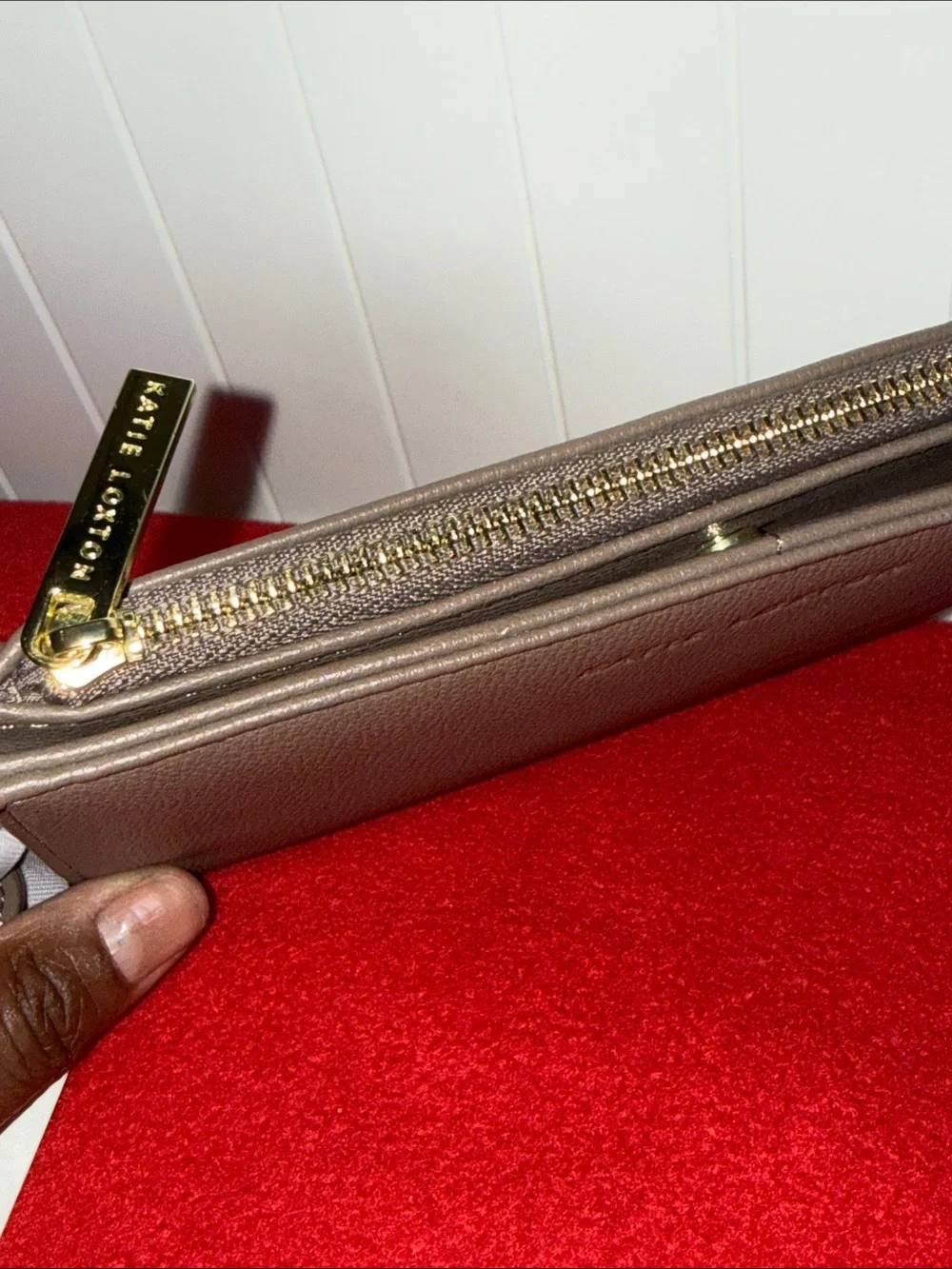 Katie Loxton Zip Zana Wristlet Wallet Mocha